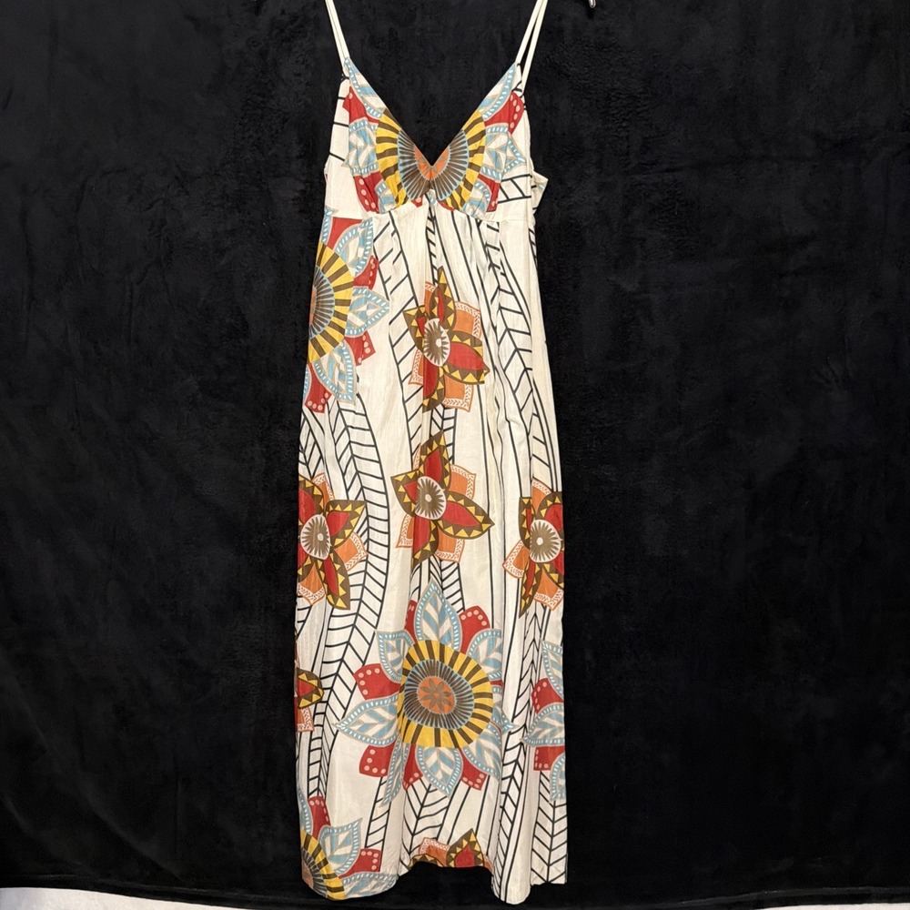 Trulli Dress SZ 2 Maxi Floral Silk Blend Dress Dainty Whimsical Beach Resortwear